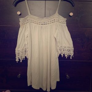 off shoulder shirt .